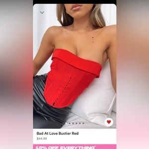 White fox bustier red top